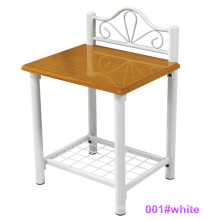 Mesa de cabeceira moderna de madeira e metal com mesa de cabeceira (001 # White)